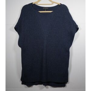Banana Republic Sweater Women Size Medium Blue Sleeveless Button Closure Wool